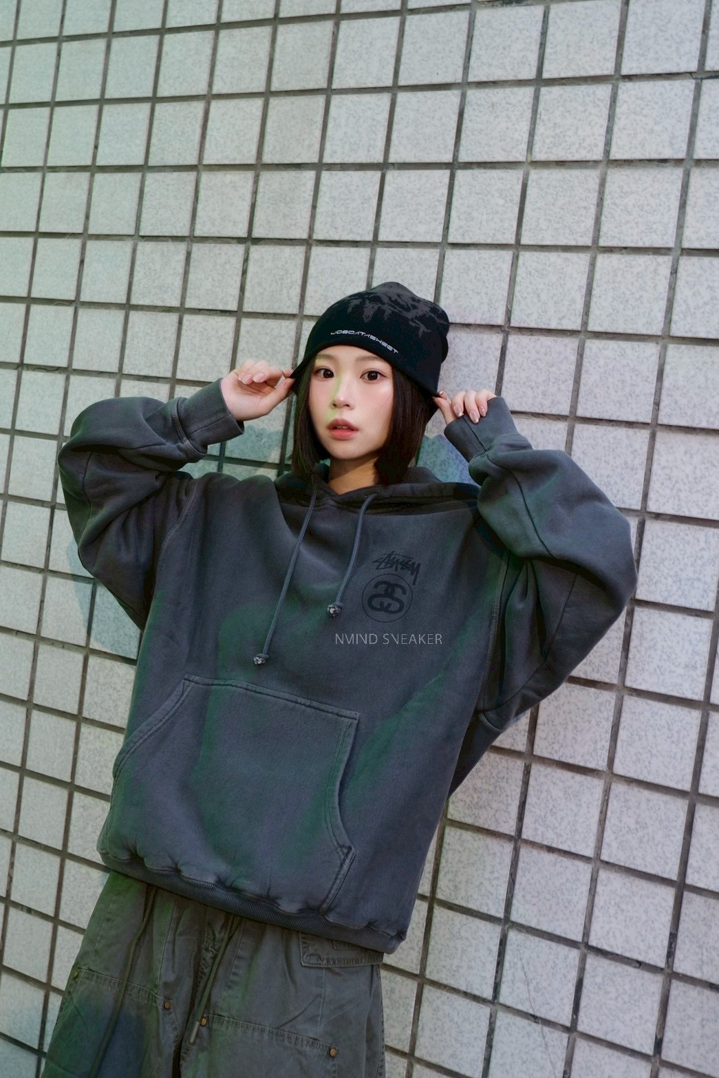 <快速出貨>STUSSY 經典水洗黑帽T