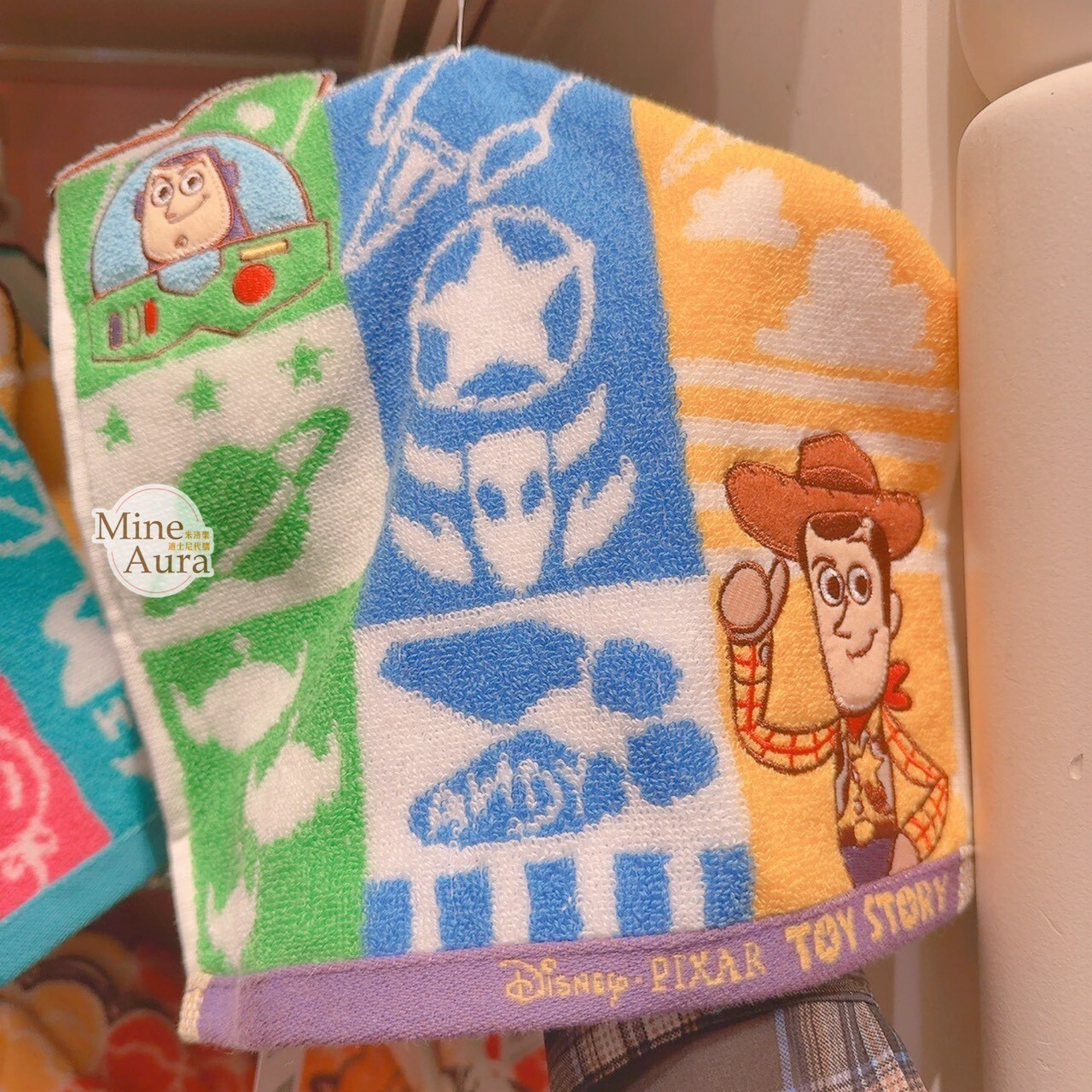 玩具總動員 Toy Story 拚色 圖案 隨身 毛巾 方巾 -香港迪士尼樂園