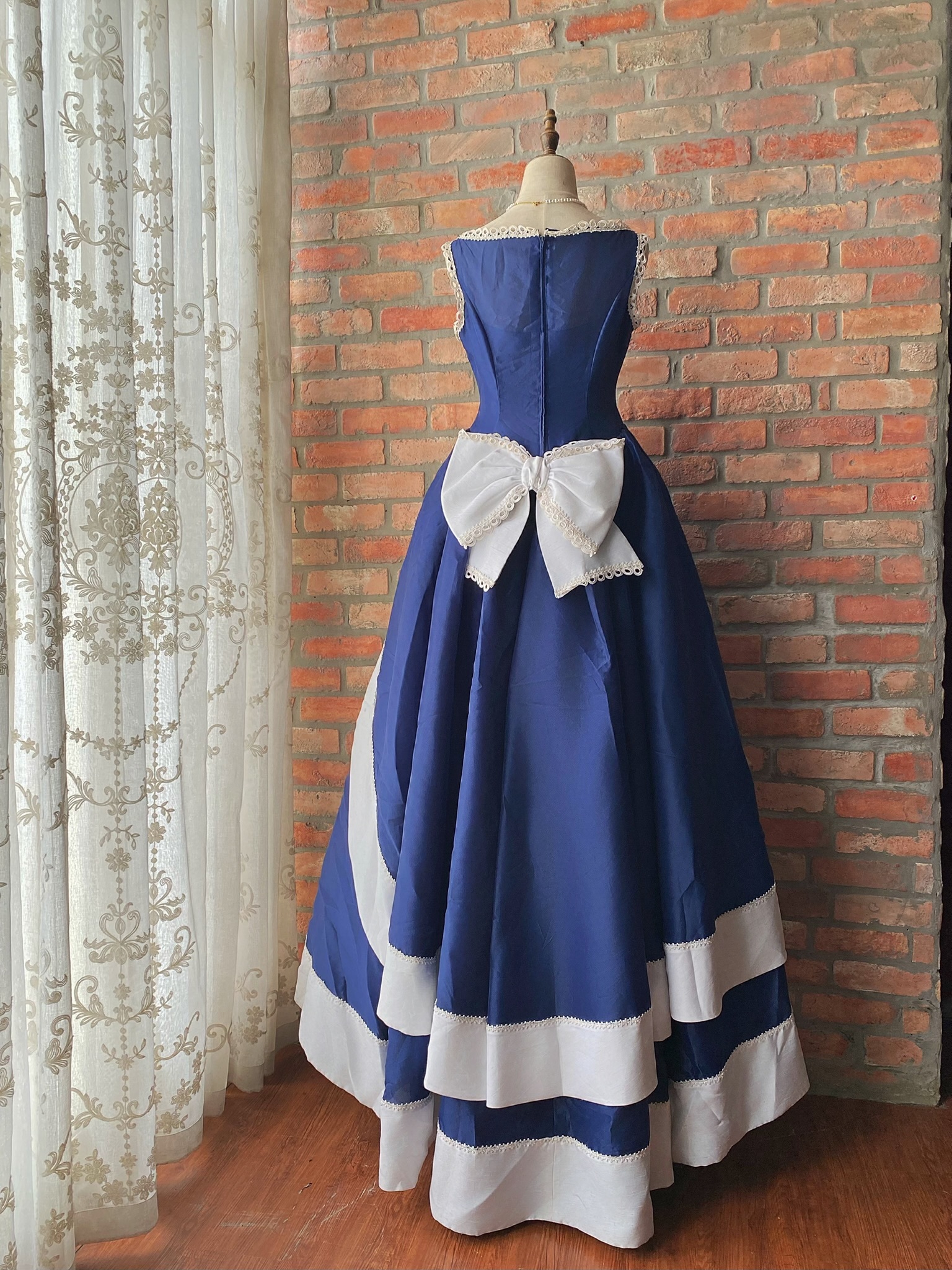 Vintage Dress “LEFENSE” /日本禮服品牌 典雅藍白晚宴無袖禮服