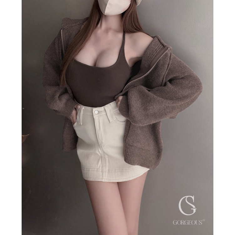 G5215 「高磅刷絨保暖牛仔褲裙」