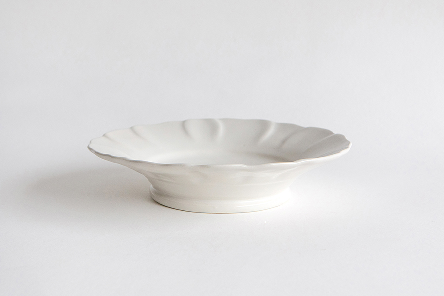 河合竜彦 - 白釉 浮雕邊皿 M