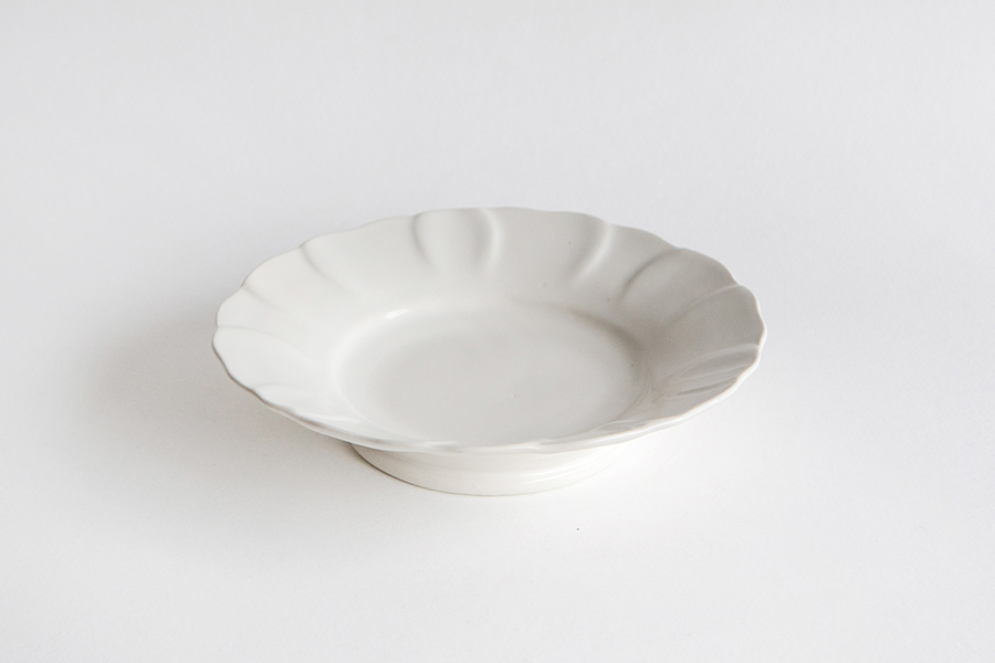 河合竜彦 - 白釉 浮雕邊皿 M