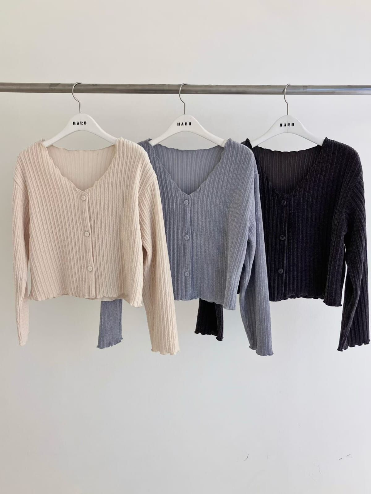 HU5325 木耳邊坑紋小外套