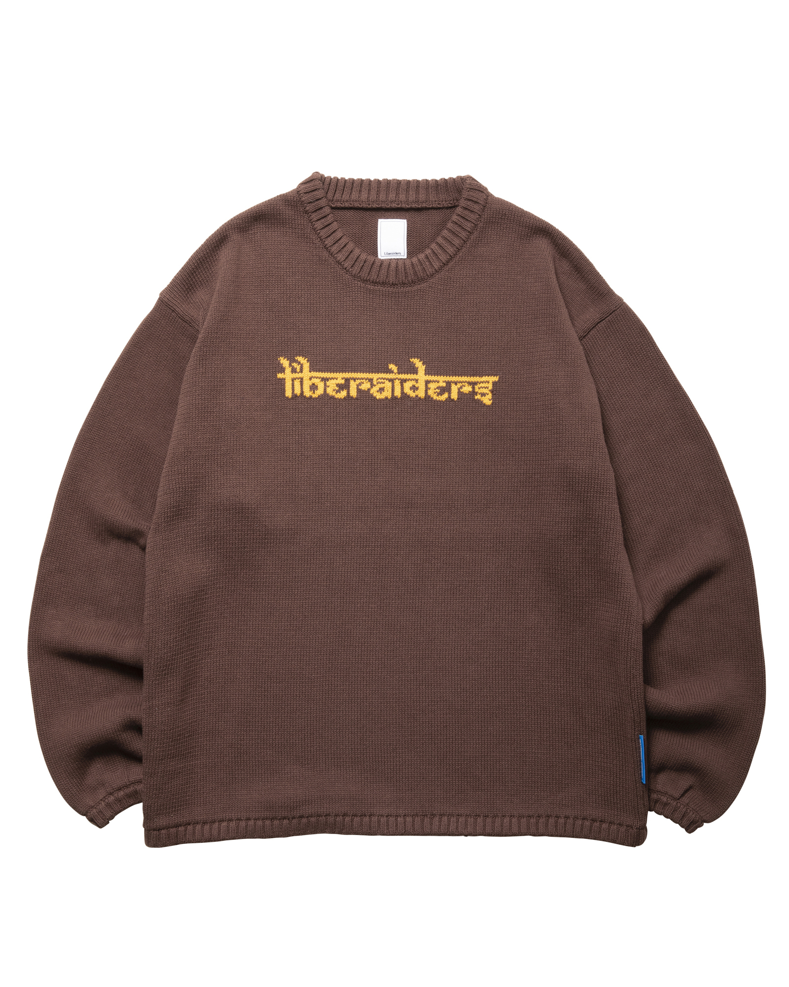 LIBERAIDERS WOVEN LOGO KNIT SWEATER 774012503 BRN