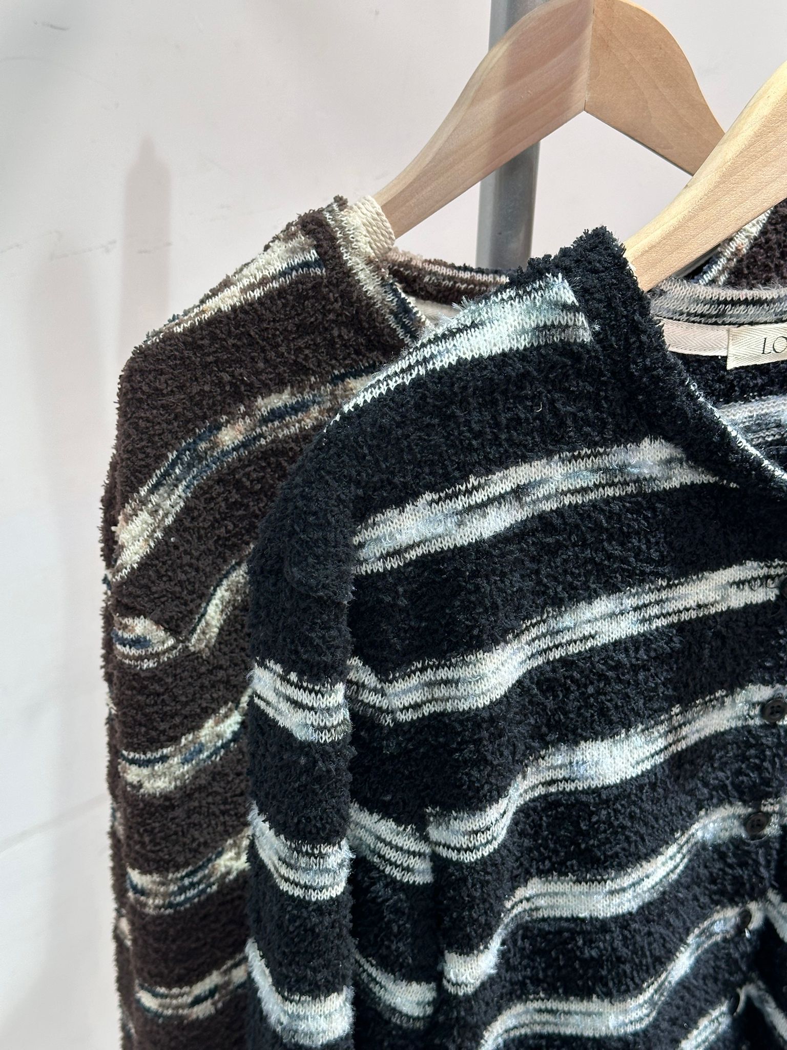 0213010a/韓國小漸變毛絨粒橫間外套 36/36/20