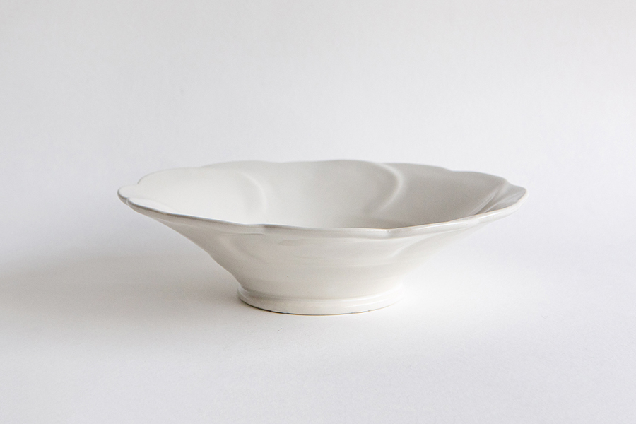 河合竜彦 - 白釉 花瓣邊缽