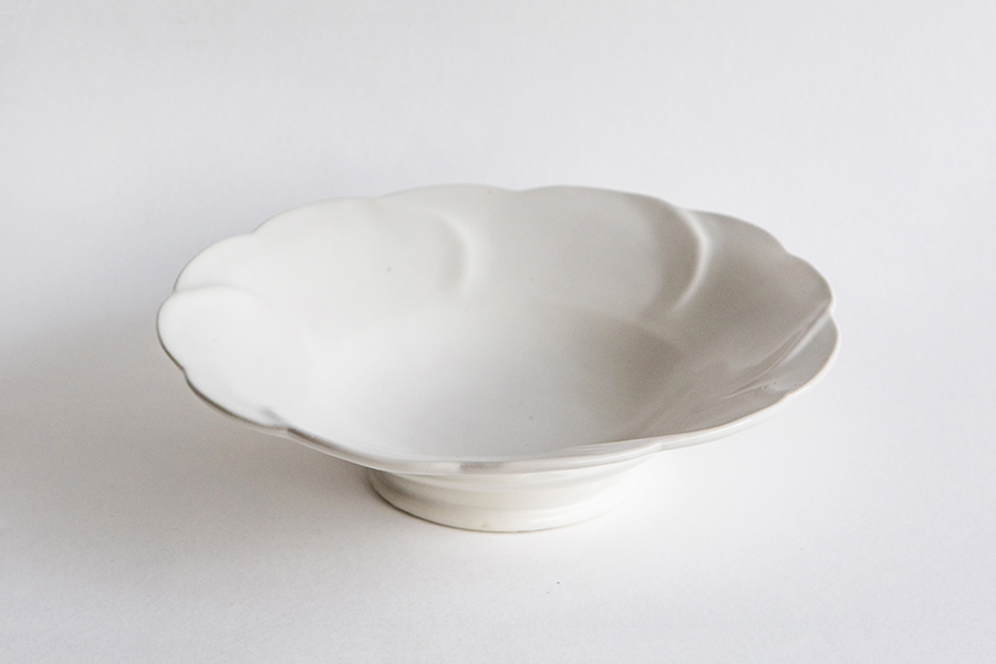 河合竜彦 - 白釉 花瓣邊缽