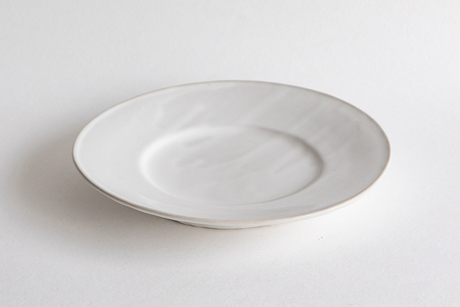 河合竜彦 - 白釉 玉緣邊皿 M