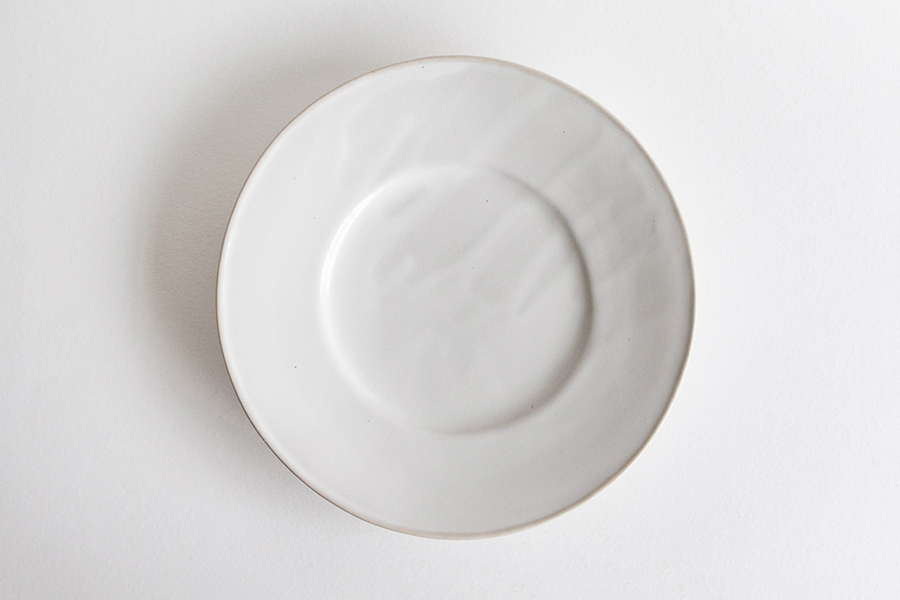 河合竜彦 - 白釉 玉緣邊皿 M