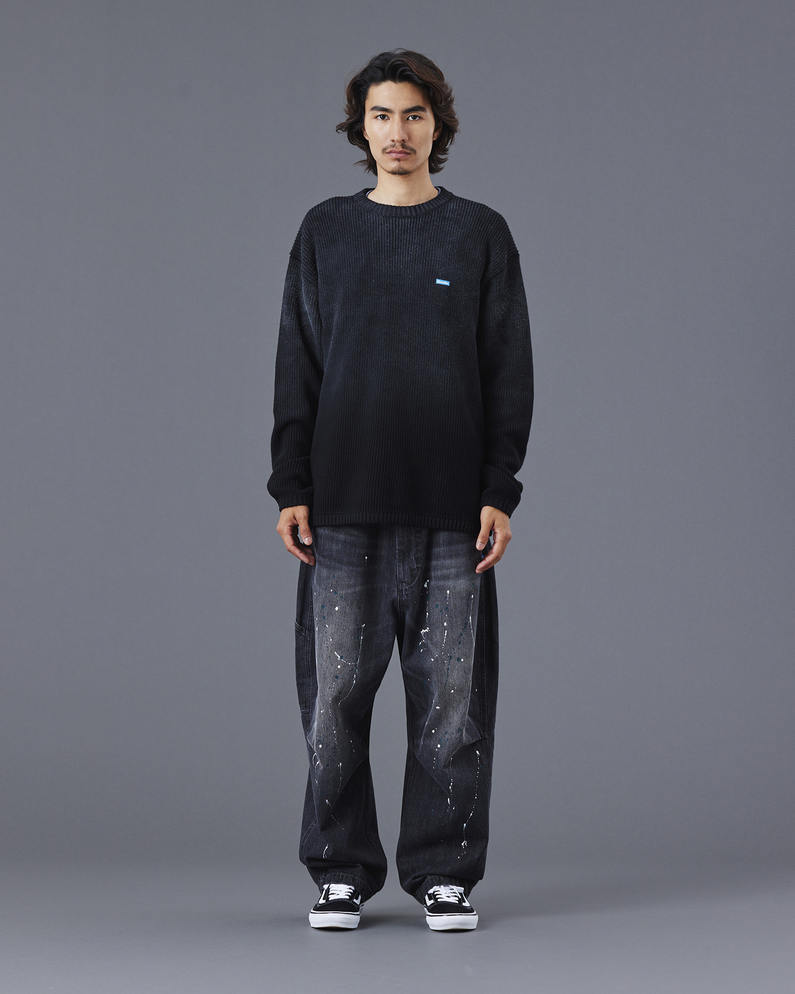 LIBERAIDERS FADE LOW GAUGE KNIT SWEATER 774022503 BLK