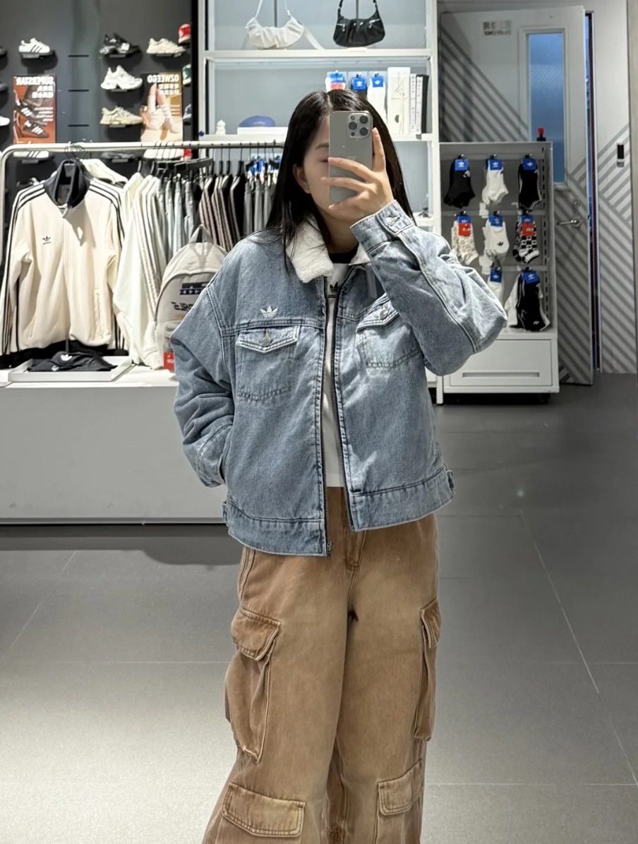 ADIDAS ORIGINALS 丹寧鋪棉外套 潮流 復古