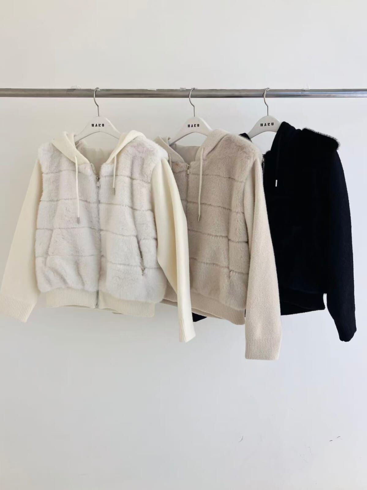 HU5341 毛毛拼接連帽外套