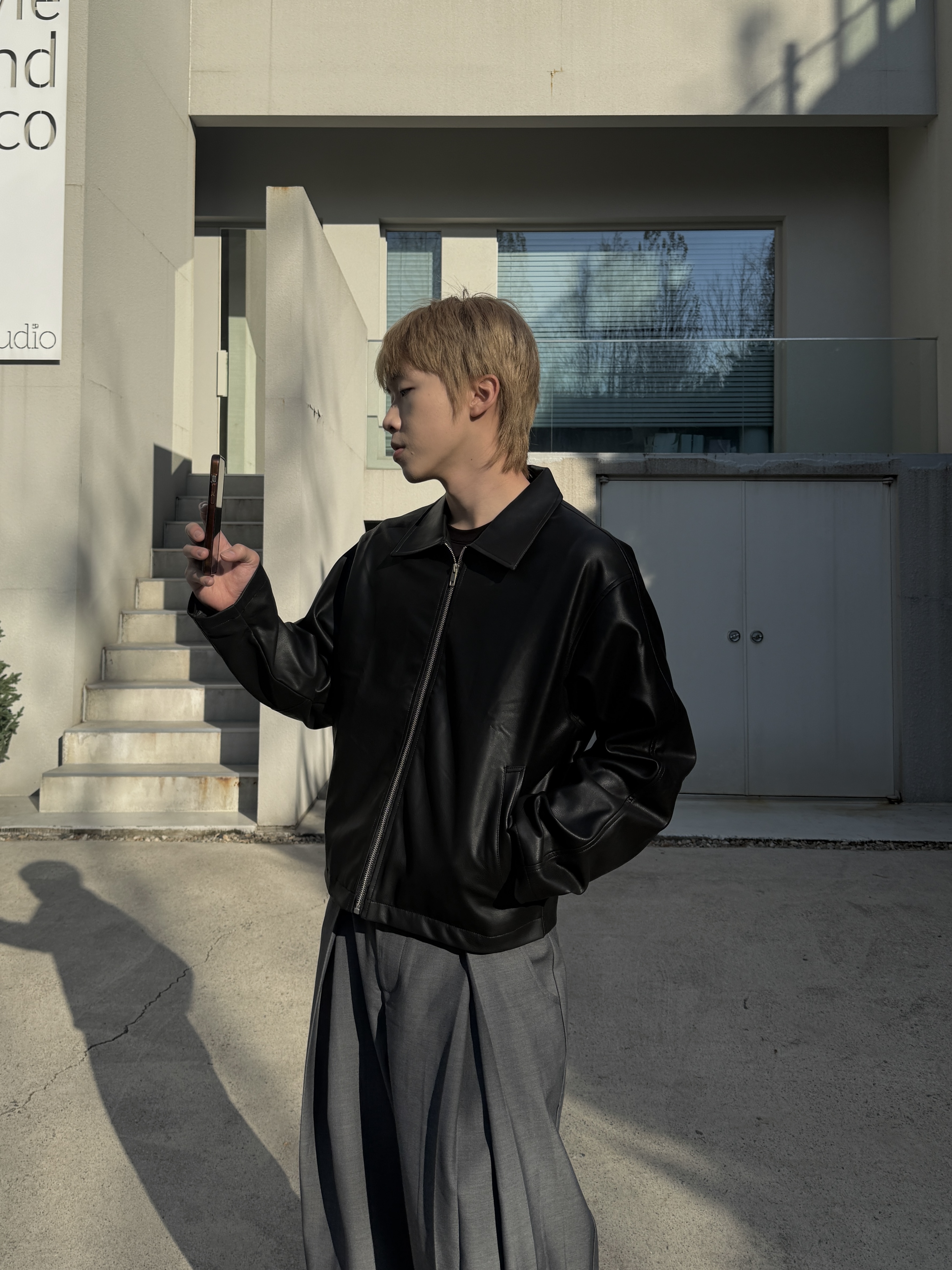 ［IDEAL MADE］霧面皮革 寬鬆俐落短版皮衣（現貨）