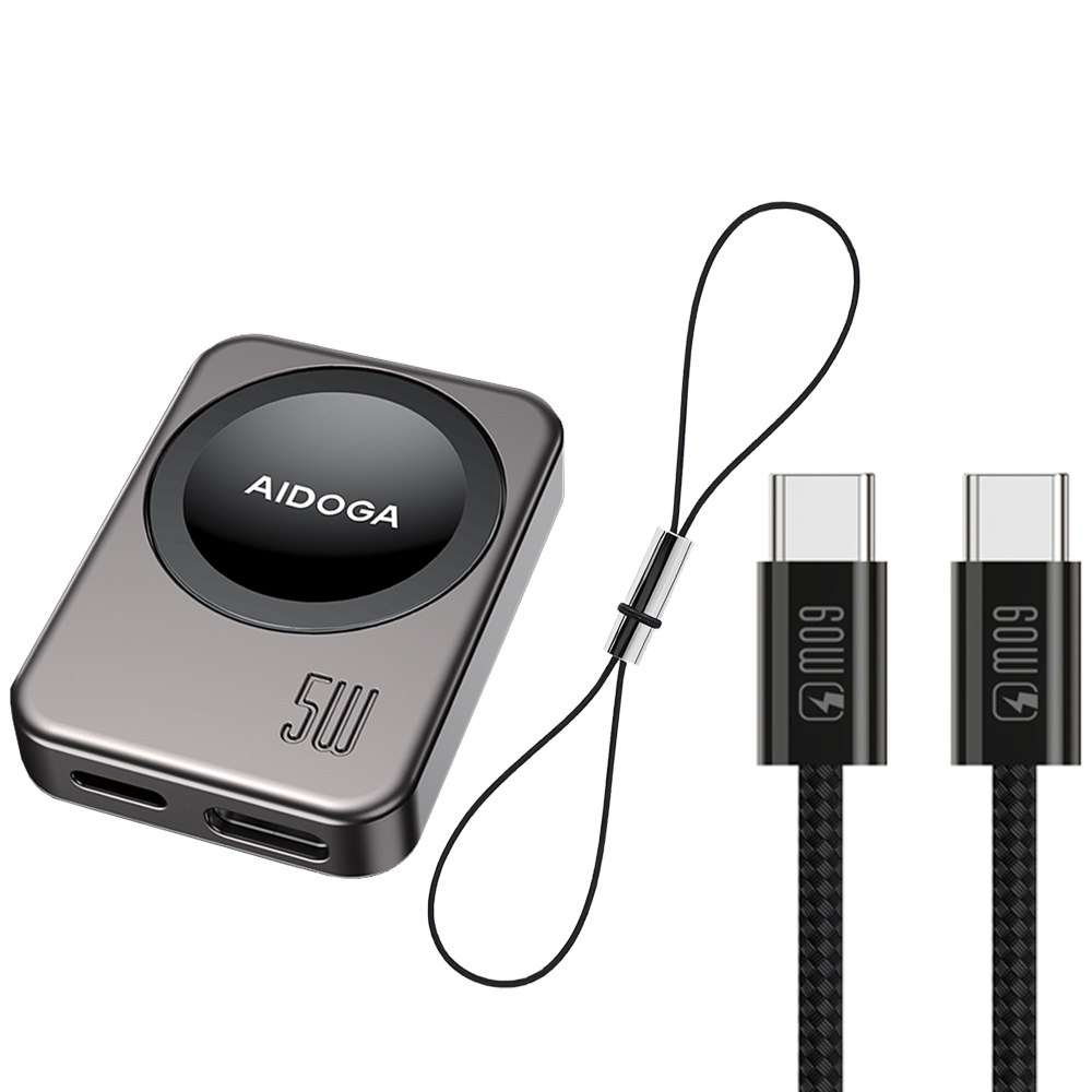 AIDOGA 艾迪伽 Apple Watch/Ultra/SE/AirPods 磁吸快充無線充電器充電連接線 Type-C/Lightning母 星航U 1M