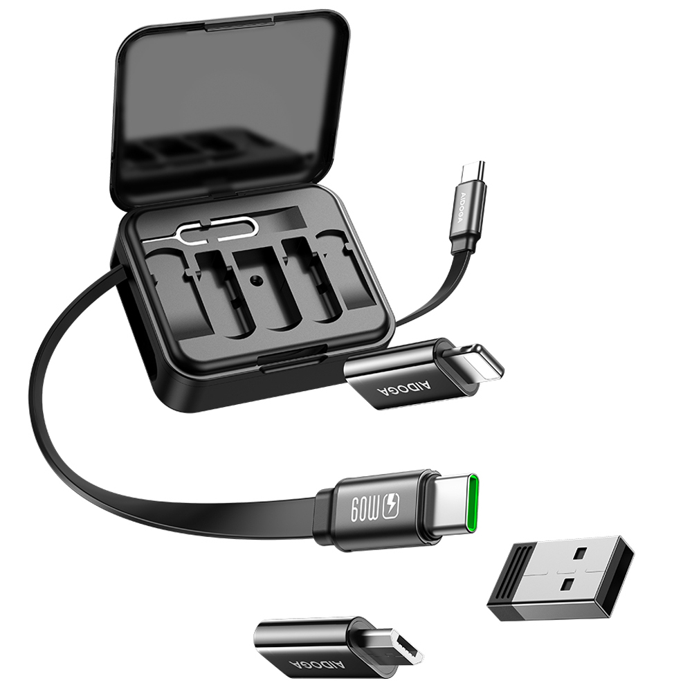 AIDOGA 艾迪伽 旅行轉接頭伸縮收納盒 PD/Lightning/安卓Mirco/Type-C充電傳輸線 GoBox系列
