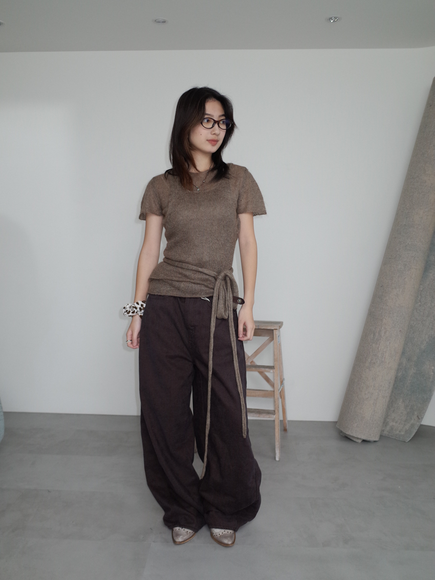 (Designer!) mohair sheer layer top & vest set
