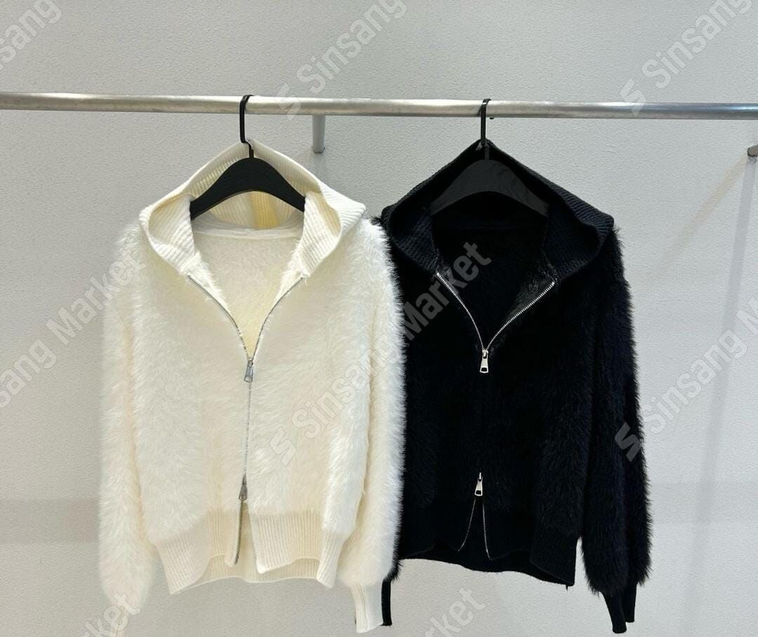 WE5313 毛絨連帽拉鍊外套