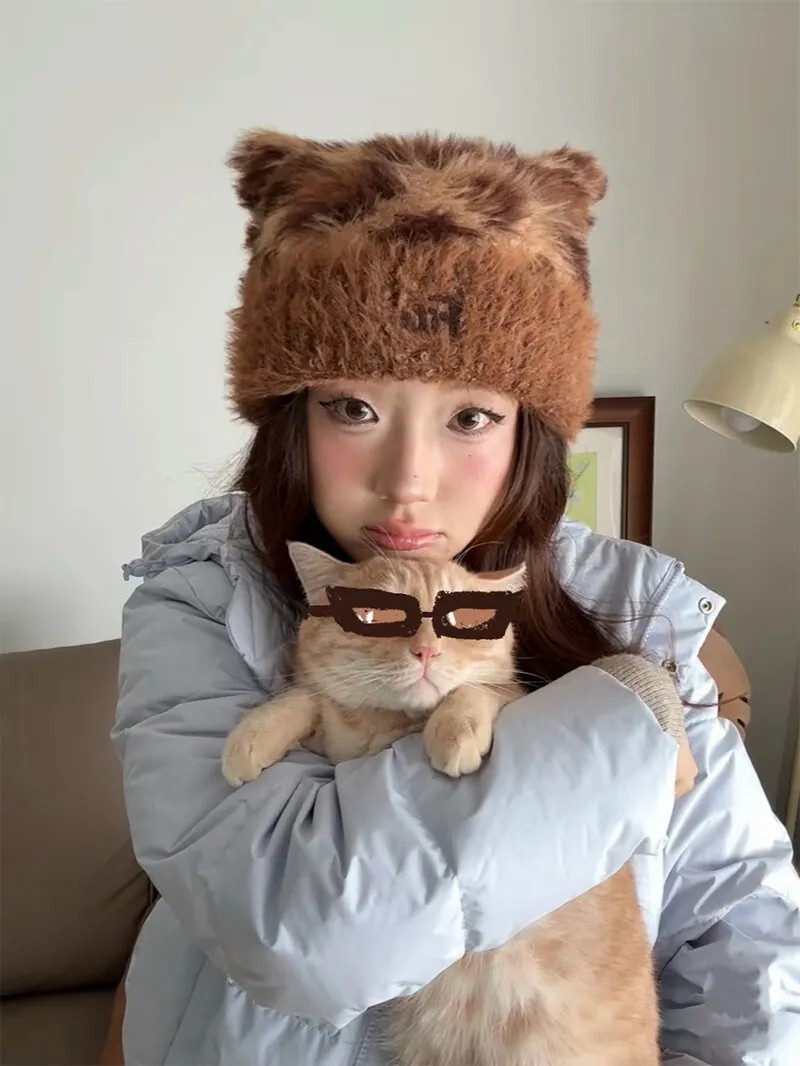 FILA 毛茸茸 猫耳帽 保暖 六色