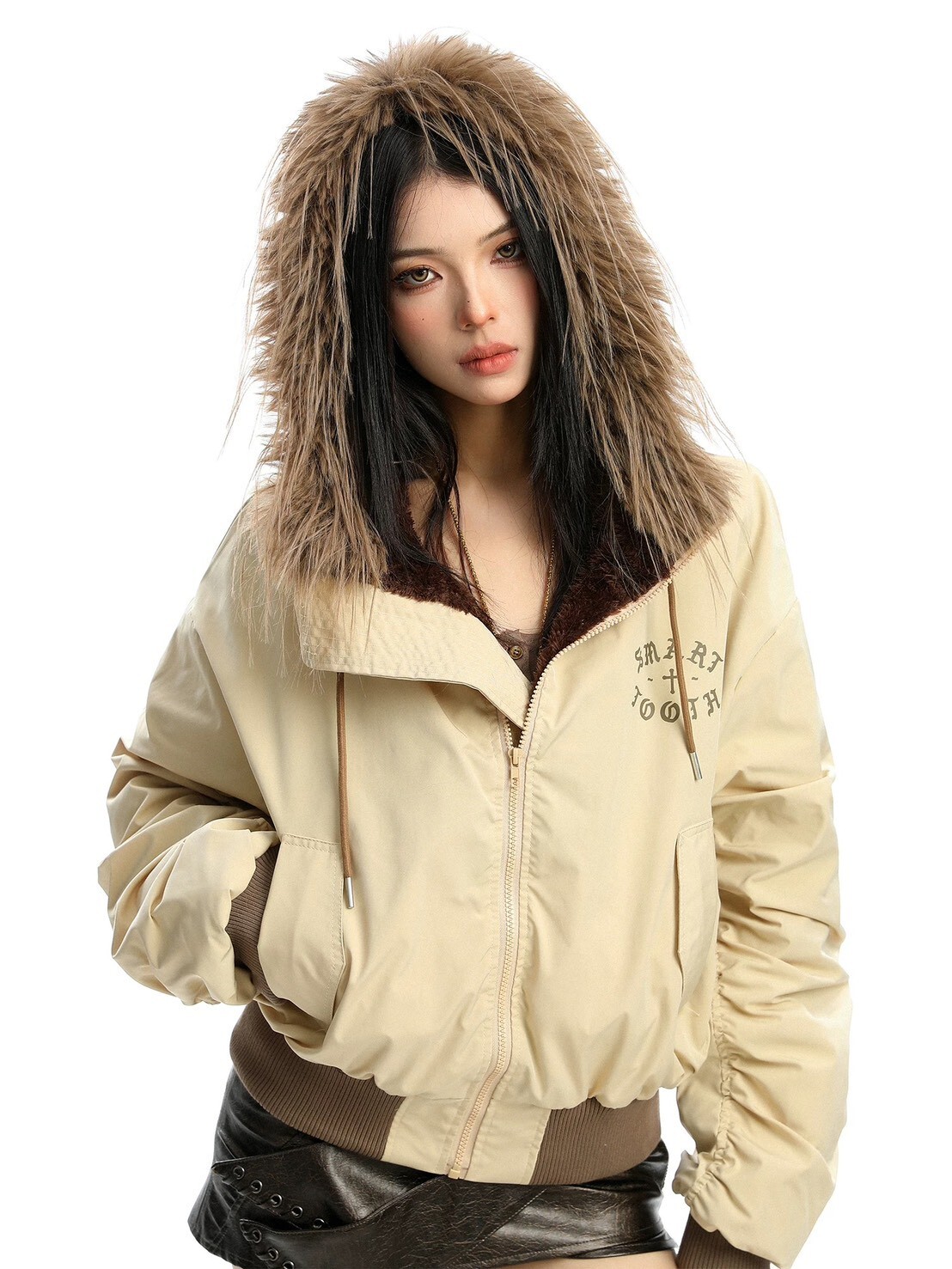 翻領毛毛夾克外套