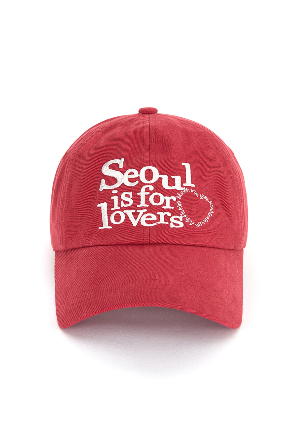 Seoul Lovers印花棒球帽 紅色