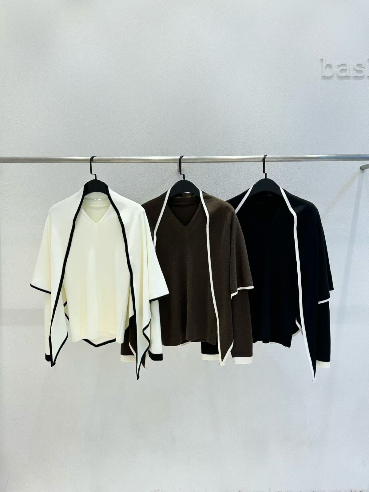 WE5334 撞色邊披肩上衣套裝