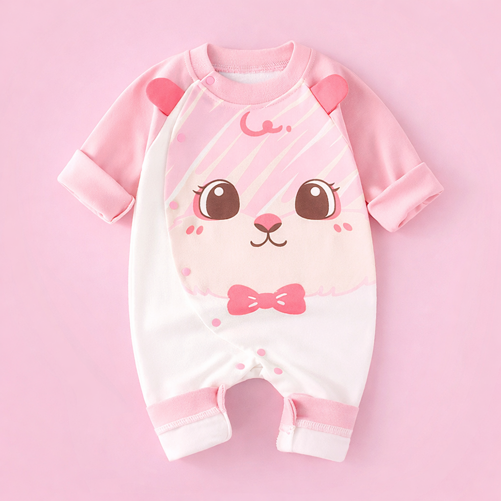 粉色大頭羊 長袖連身衣