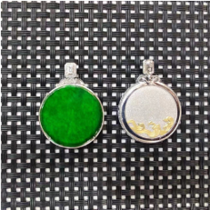 1218GZ171-翡翠GZ-18K白辣綠浪圓牌（C171）