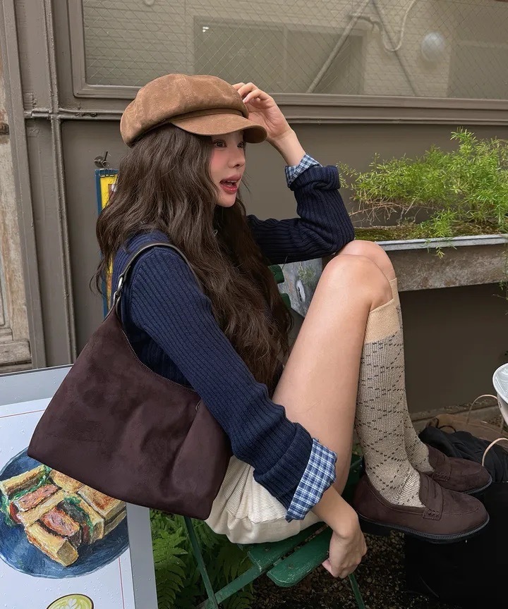 🇰🇷 SHOOPEN 弧形單肩包 手提包 腋下包 皮革 麂皮 / 預購