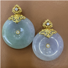 1218GZ185-翡翠GZ-18K翡翠春彩平安扣（C185）