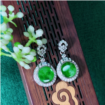 1218GZ188-翡翠GZ-銀鑲小圓耳環（C188）