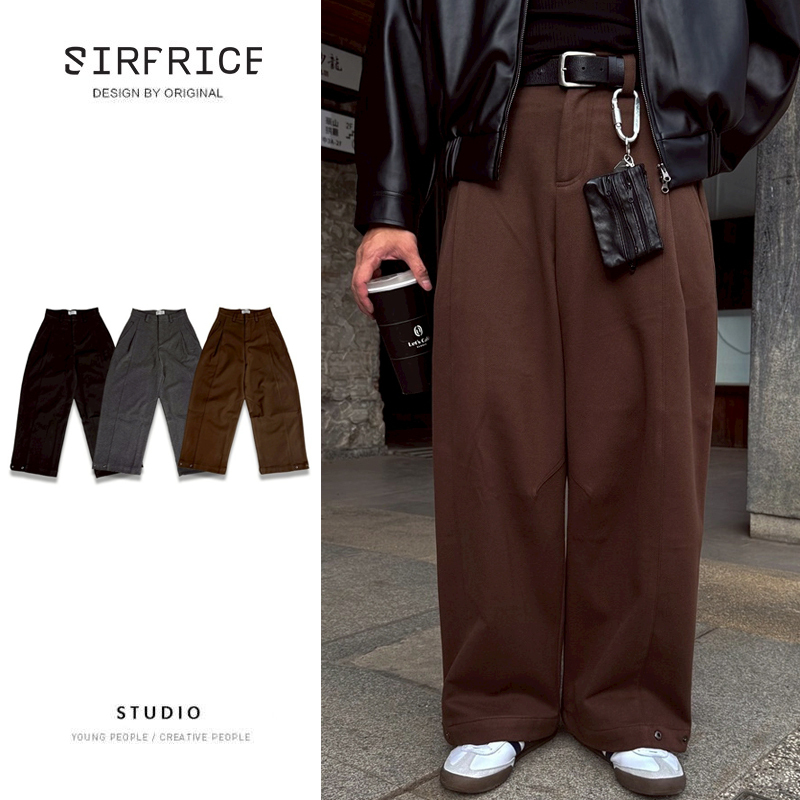 厚磅毛尼寬版西裝褲