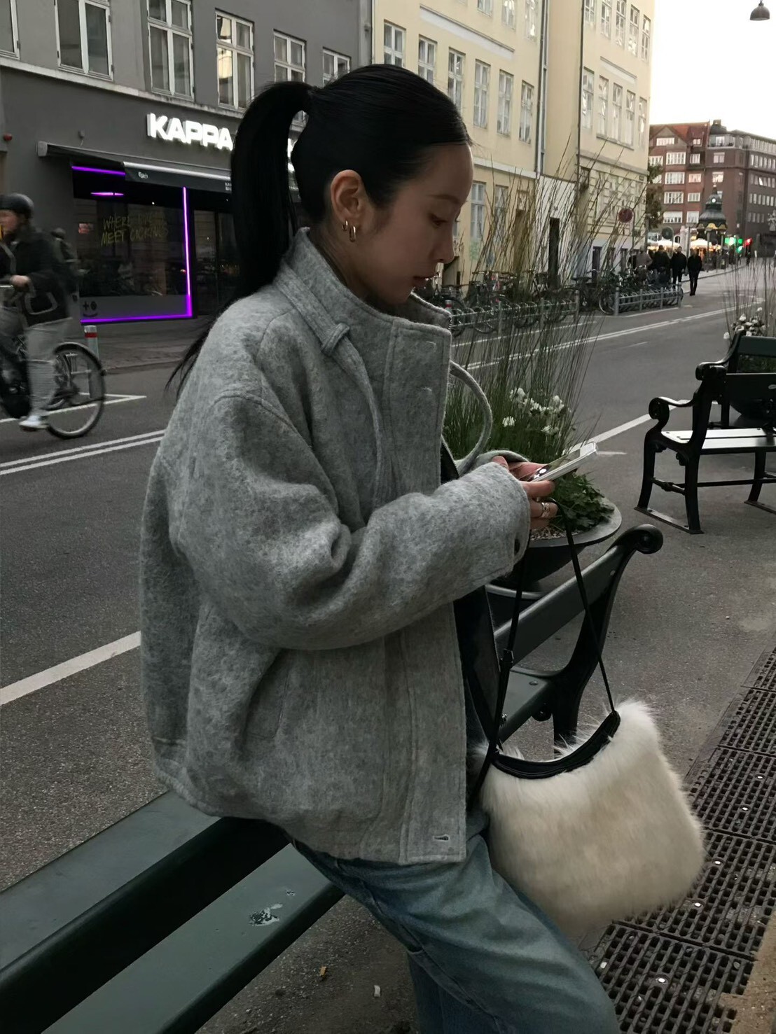 #AD110毛料立領羊毛外套(灰/咖)