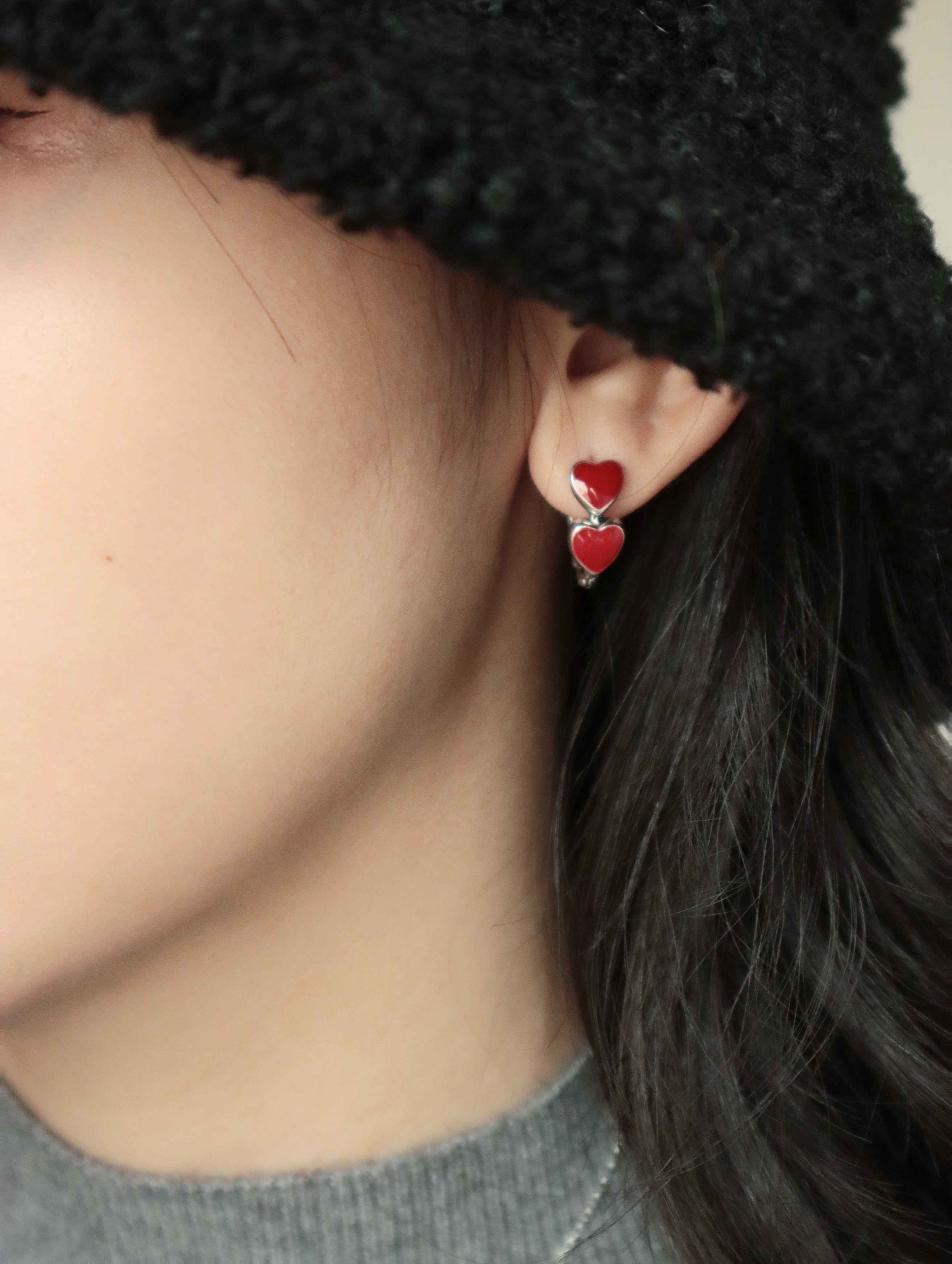 25K304 925silver 邱比特小愛心純銀耳環