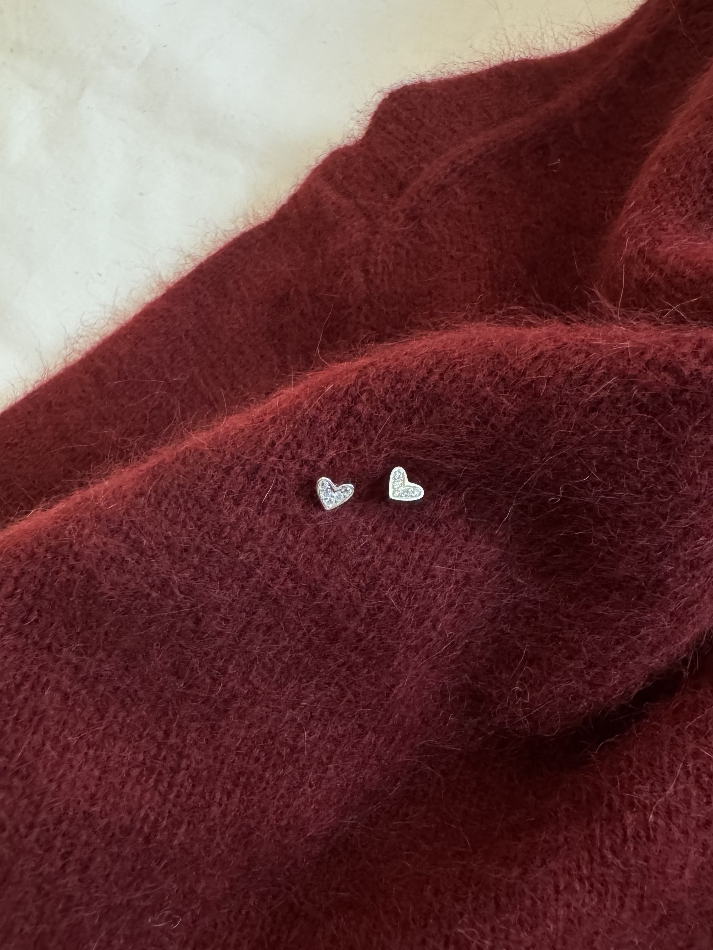 Q52 迷你愛心鑽耳環-925純銀