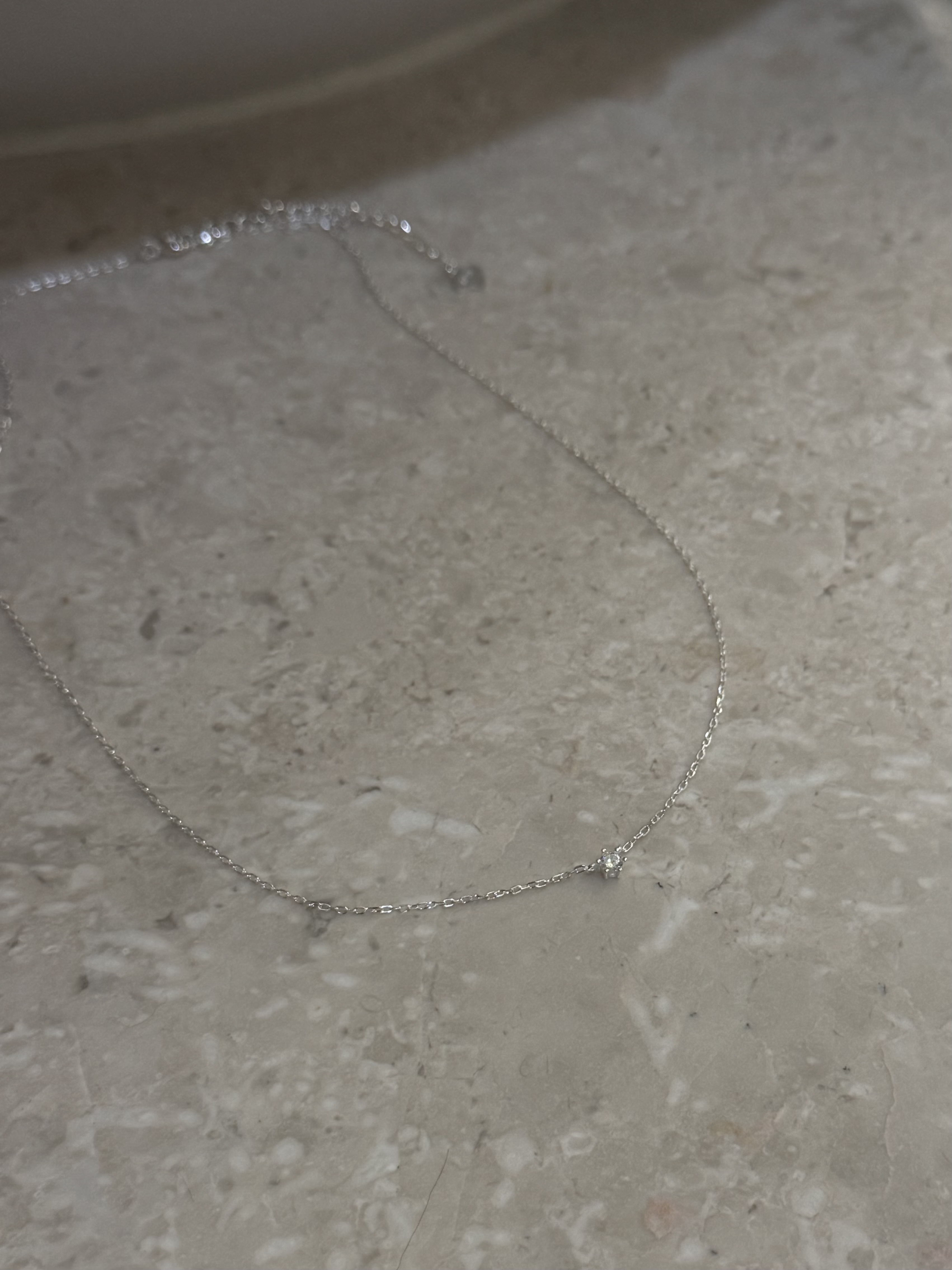 Q51 單鑽項鍊 (長鏈/短鏈)-925純銀