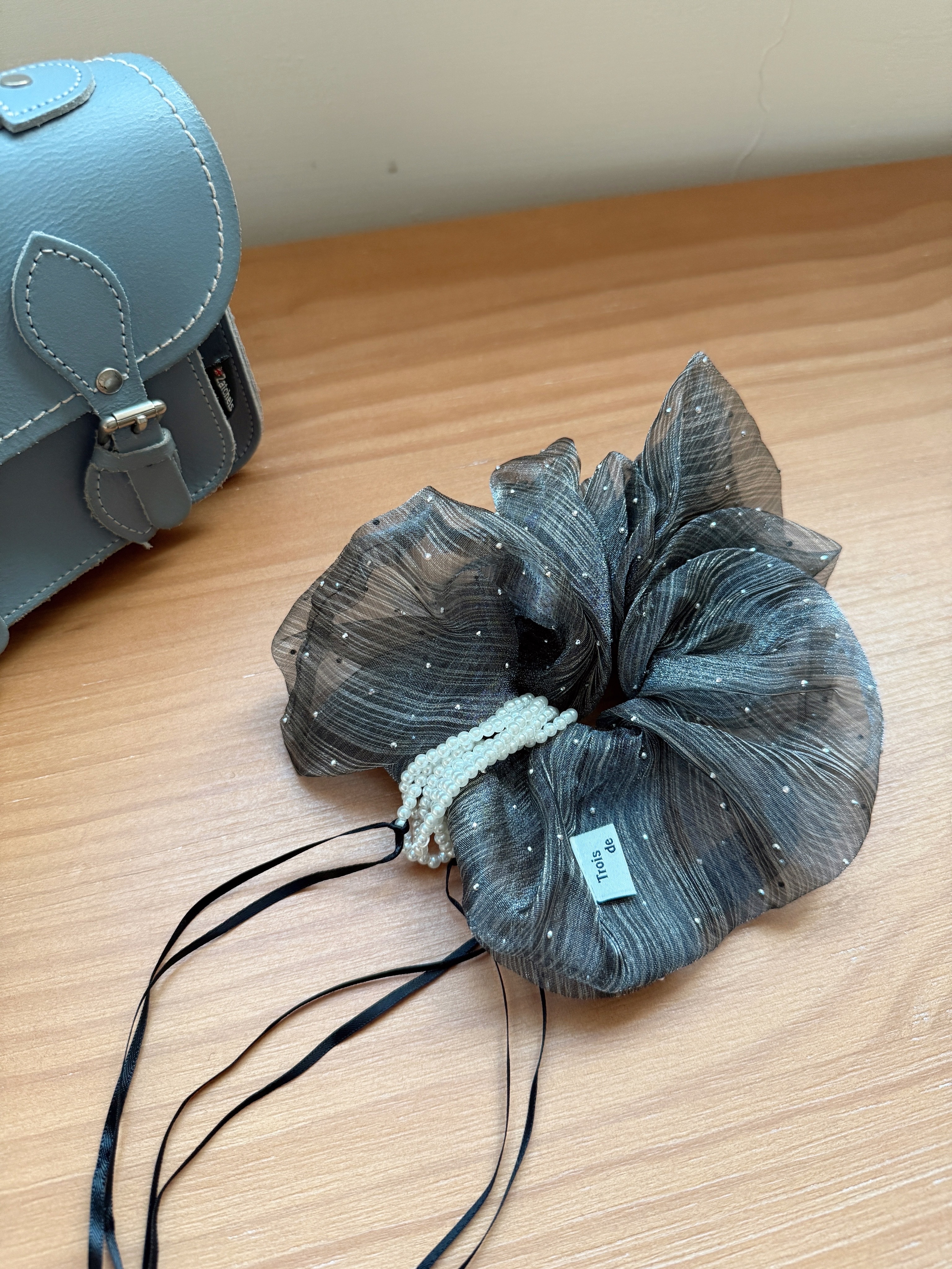 25K309 【滿額】本期推薦! 精緻女孩銀紗垂墜大長髮圈