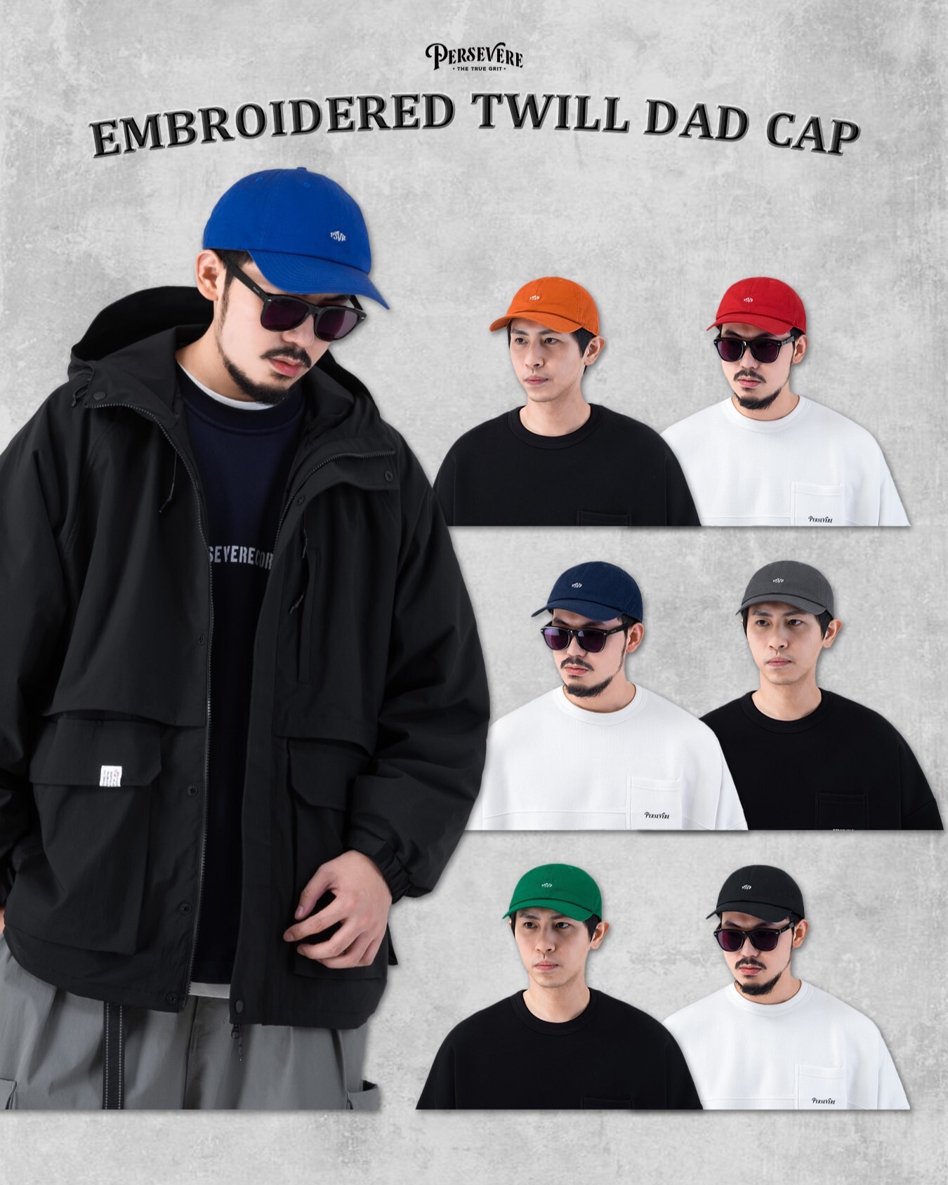 Persevere Embroidered Twill Dad Cap 老帽 帽子 三色