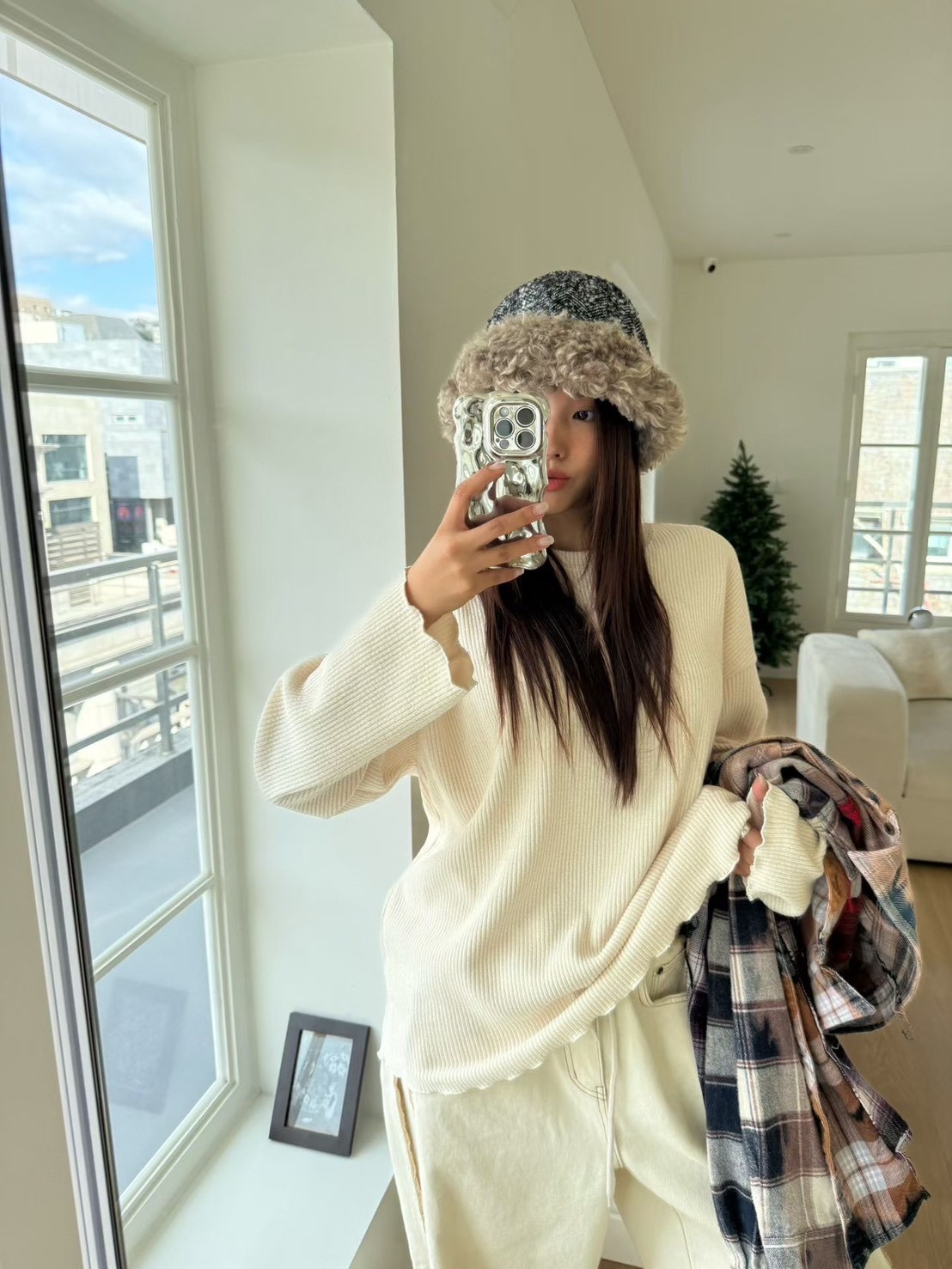 #AD112燈芯絨捲邊上衣(白/墨/卡其)