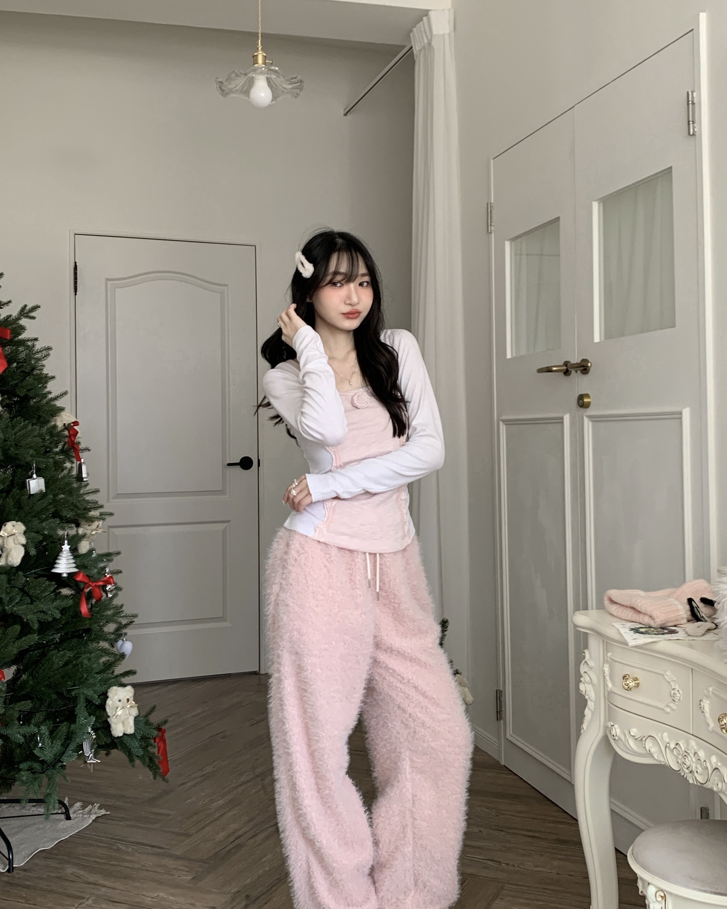 H03  "現貨"莫奈芭蕾玫瑰棉長袖