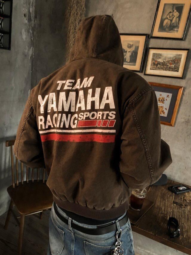 洗水英文字連帽拉鍊外套(夾棉) ARCHIVE-287JK