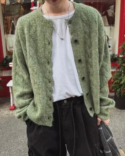 淨色暗紋開胸針織外套 GARMENTS-062JK