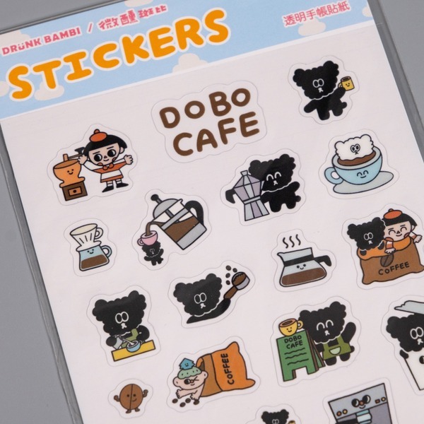 DOBE咖啡廳 透明小貼紙 手帳貼紙｜微醺斑比