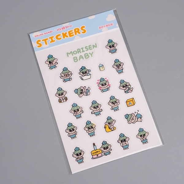 小森寶寶 透明小貼紙 手帳貼紙｜微醺斑比
