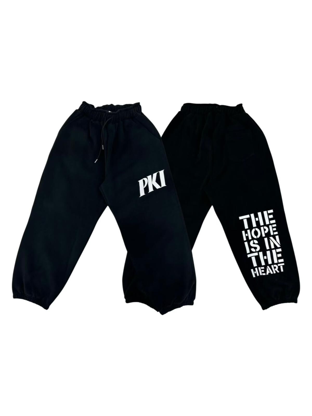 英文字束腳運動褲(薄抓毛底) P3228