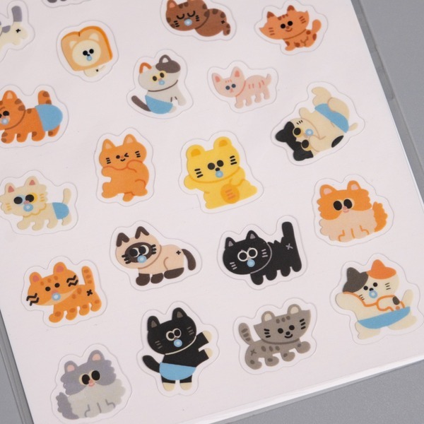 貓咪寶貝 透明小貼紙 手帳貼紙｜微醺斑比