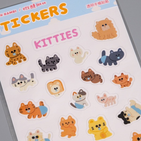 貓咪寶貝 透明小貼紙 手帳貼紙｜微醺斑比