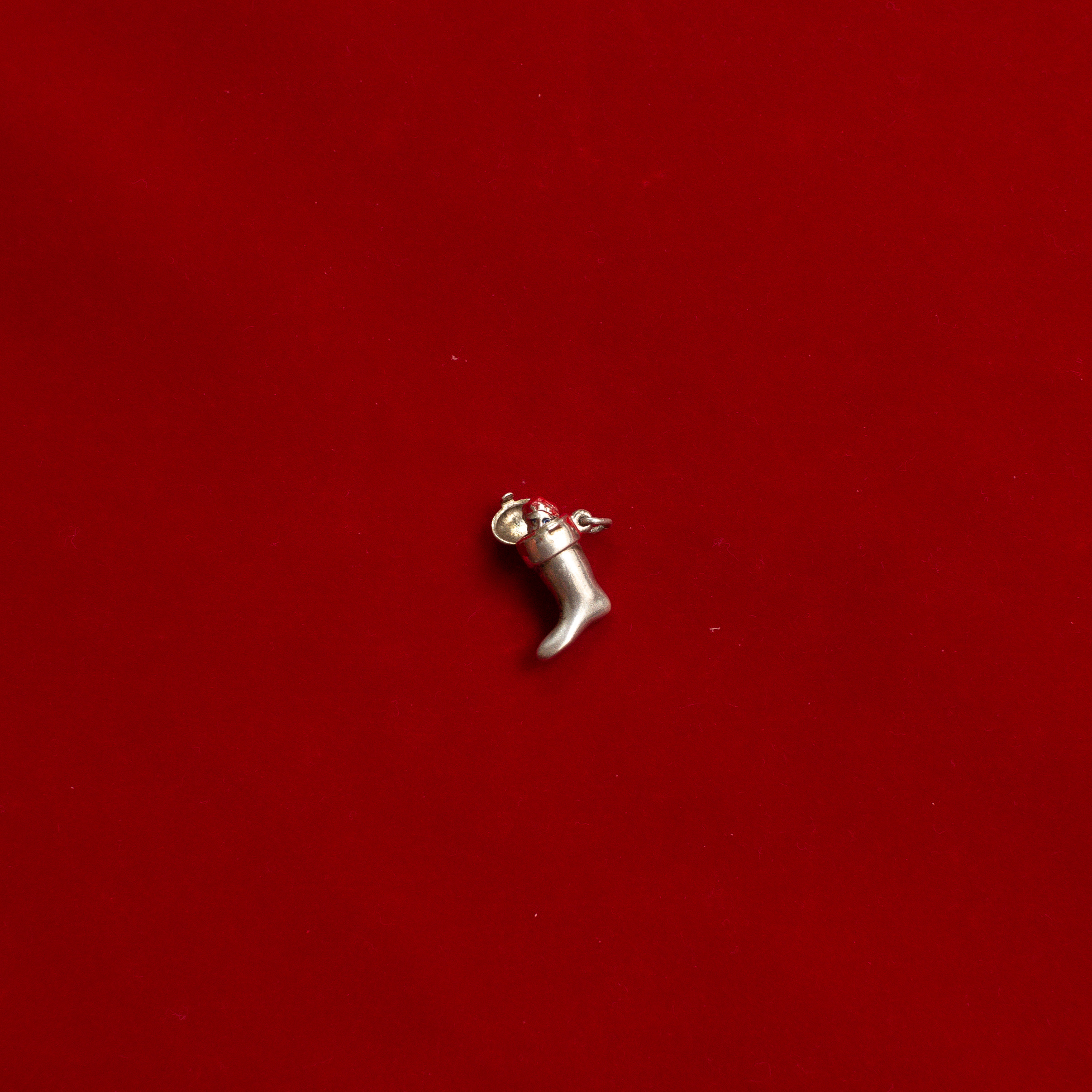 VINTAGE STERLING SILVER PENDENT 美國 純銀 聖誕襪 小精靈 立體 墜飾