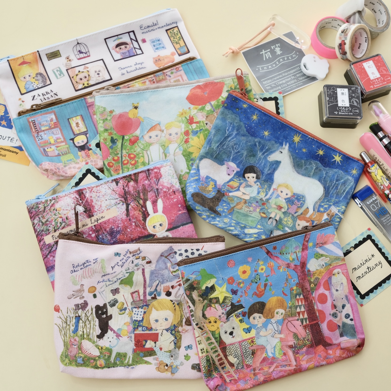 拉鍊式 文具收納小包 化妝包 / Ecoute！minette 日本