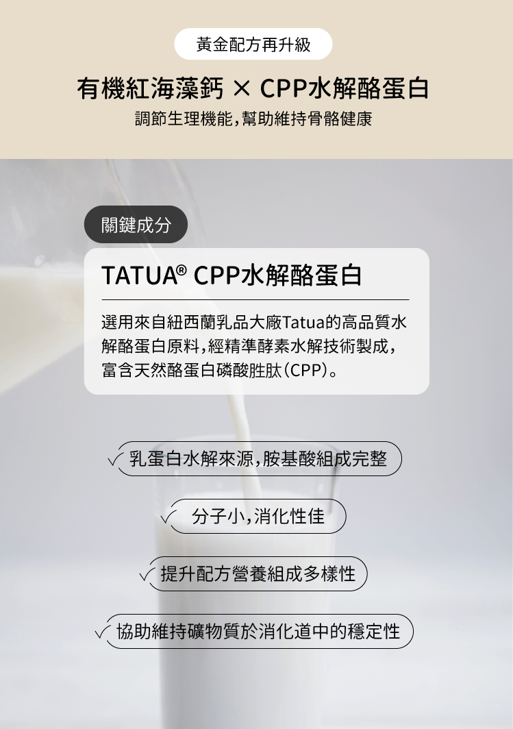 固本萃添加紐西蘭水解酪蛋白CPP,營養更完整