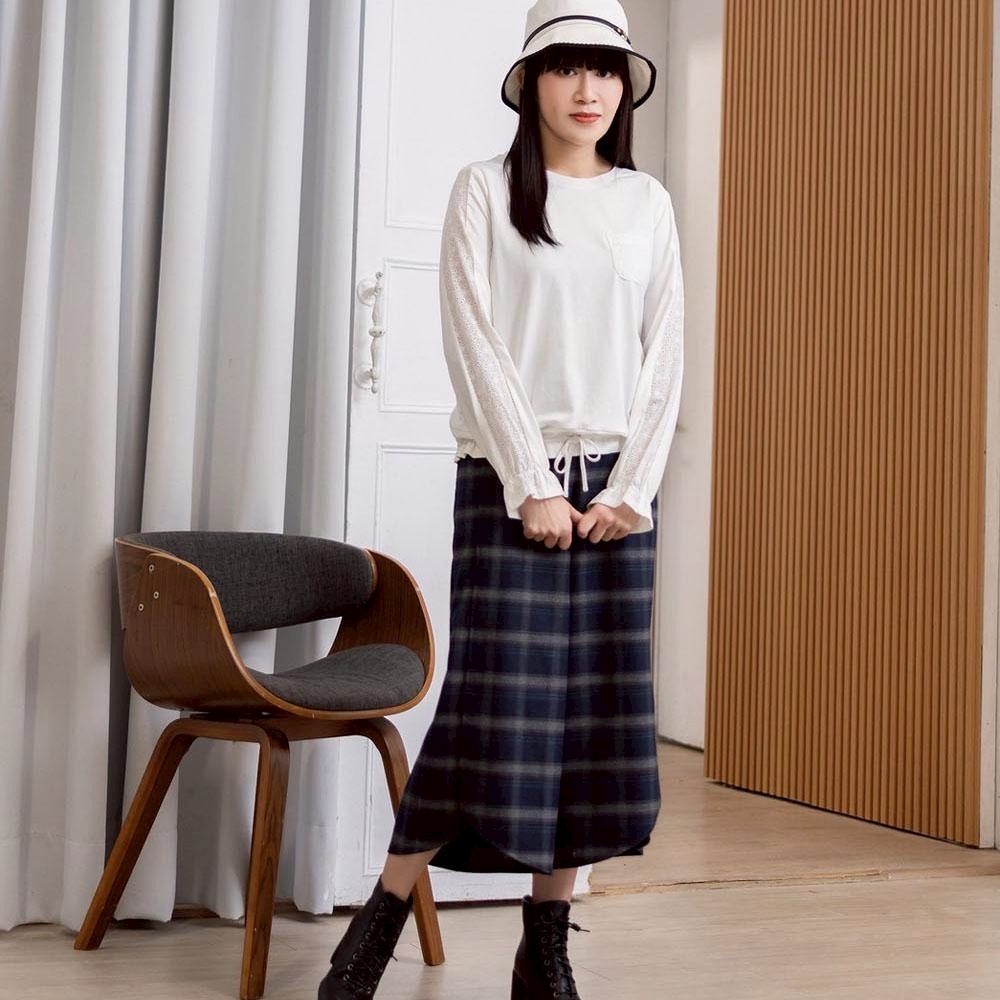 宮廷風甜美氣質棉T拼接簍空綉花布修身上衣X6291